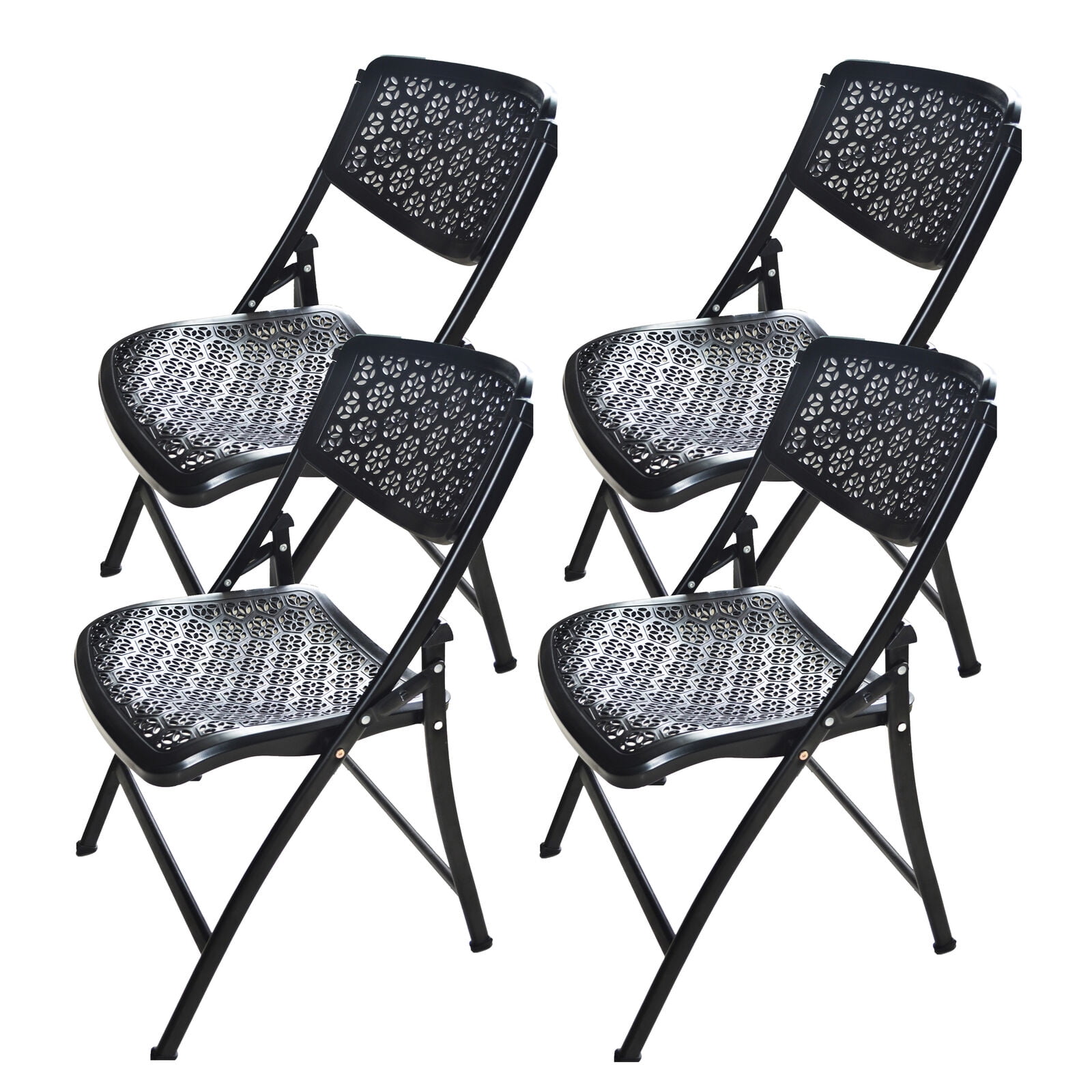 Lashes 4Pack Folding Plastic Chairs, Portable Chair with Metal Frame