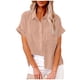 thumbnail image 2 of Camisas de Cuello en V de Manga Corta para las Mujeres Blusa Suelta con Botón de Color, Túnica de Trabajo Casual con Bolsillo para Uso Diario, 2 of 5