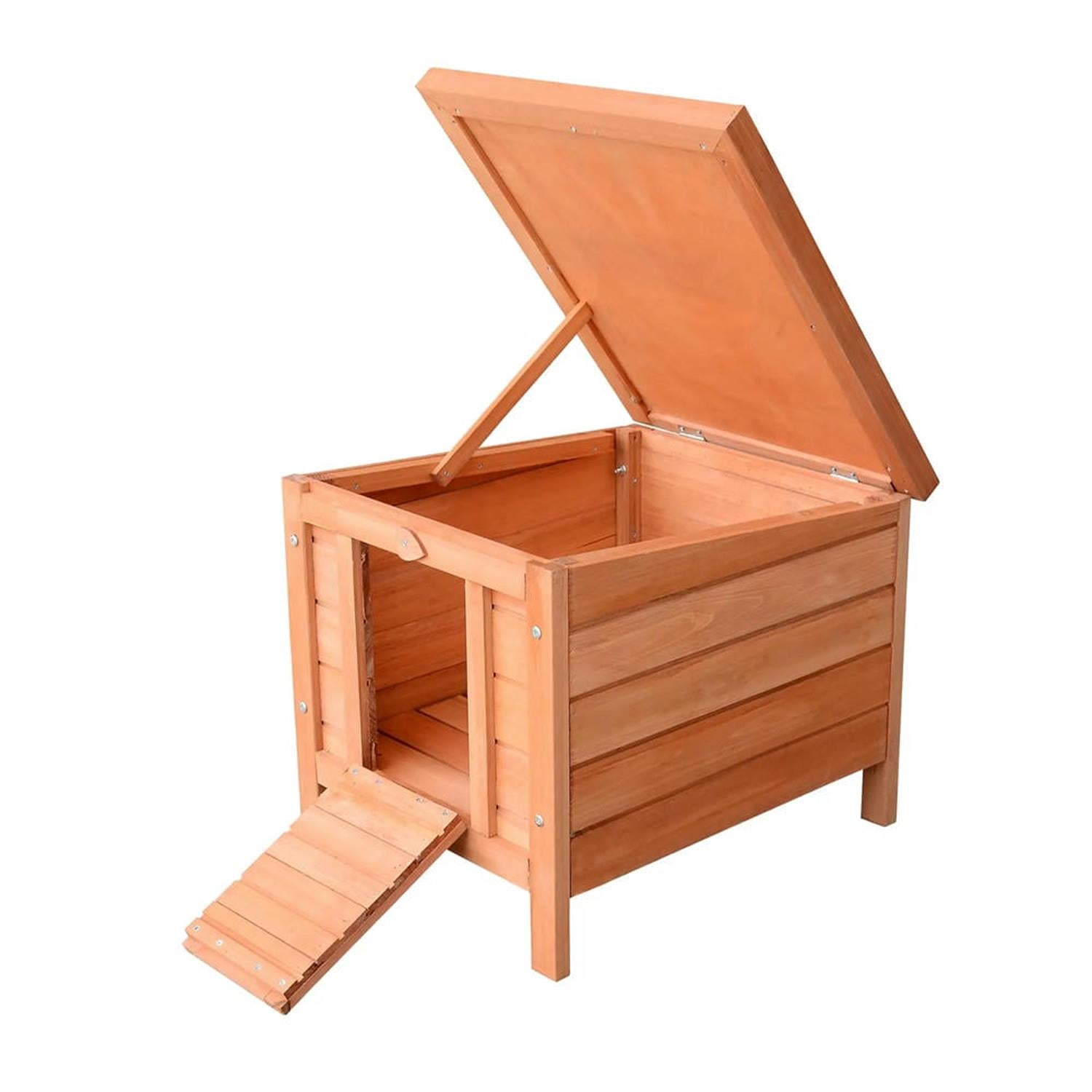 Kadyn 17" Wooden Rabbit Hutch with Openable & Waterproof Roof, Outdoor Bunny Cage for Cats, Bunnies, Guinea Pigs, Orange