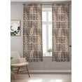 thumbnail image 2 of Abstract Flower,Curtains 72 Inch Length,Sheer Curtains for Bedroom Living Room Window Oriental Bohemia Brown Geometric Leaves Rod Pocket Drapes Kitchen Curtains Small Half Window 52"x72" 2 Panels, 2 of 6