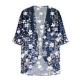 thumbnail image 4 of CKpwisy Kimonos Cardigan for Women Summer Swimsuit Coverup Open Front Lightweight Beach Cover Ups 2025Floral Print Puff Sleeve Kimonos, 4 of 5