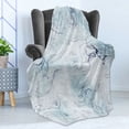 thumbnail image 4 of Marble Print Soft Flannel Fleece Blanket, Soft Pastel Toned Abstract Hazy Wavy Pattern Ottoman Influences Image, Cozy Plush for Indoor and Outdoor Use, 50" x 60", Pale Blue Grey Mint, by Ambesonne, 4 of 5