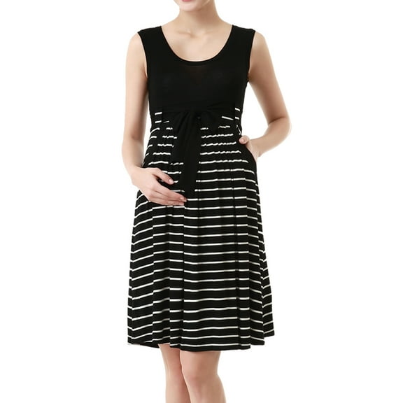 Glow & Grow Maternity Scoop Neck Striped Dress