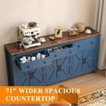 thumbnail image 3 of Lafnest 71" Farmhouse Sideboard with 6 Barn Doors & 3 Drawers,Buffet Cabinet for Kitchen & Dining Room,Blue, 3 of 7