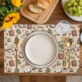 thumbnail image 4 of Tan Coffee Placemats Set of 8, Vintage Latte Cafe Books Leaves Flowers Theme Placemats for Dining Table, Place Mats for Kitchen Tabletop, Waterproof Wipeable Dining Table Mats Set, 4 of 9