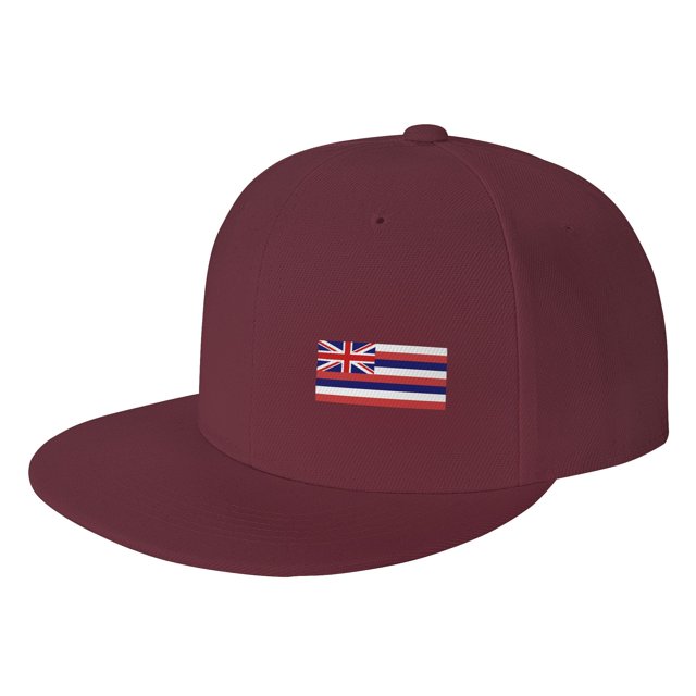 DouZhe Flat Brim Cap Snapback Hat, Hawaii État Rayures Drapeau Imprime Rouge Adulte Casquette de Baseball Réglable