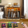 thumbnail image 3 of Uforic Media Storage Cabinet with LED Lights & Power Outlets, Record Player Stand, Brown, 3 of 8