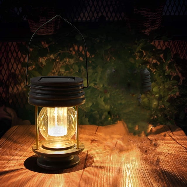 FloreceBien Linterna solar – Luces solares colgantes al aire libre – 1 paquete de linternas LED impermeables con energía solar, diseño vintage para paisaje, patio, jardín, camino, playa, decoración