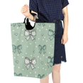 thumbnail image 7 of Foldable Laundry Hamper Bag with Handles Dirty Clothes Basket 12.6" x 11" x 22.7" Green and Mint Bows, 7 of 7
