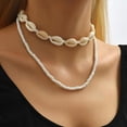 thumbnail image 4 of Shell Necklace for Women Seashell Necklace Beach Charm Necklace Pearl Starfish Beaded Necklace Layered Charm Necklace Beach Essentials Summer Outfits for Women, 4 of 6