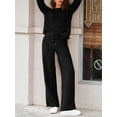 thumbnail image 2 of 2 Piece Outfits Womens Long Sleeve Crewneck Tops & Wide Leg Pants Set Casual Tracksuits With Pockets, 2 of 4