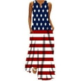 thumbnail image 1 of Midsumdr Womens Dresses Casual Loose American Flag Printed Tank Skirts Beach V-neck Pockets Sundress Sleeveless Dresses, 1 of 5
