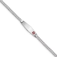 thumbnail image 1 of Bracelet Médical en Or Blanc 14K Forme Diamant Doux Émail Rouge Maillon Plat, 1 of 3