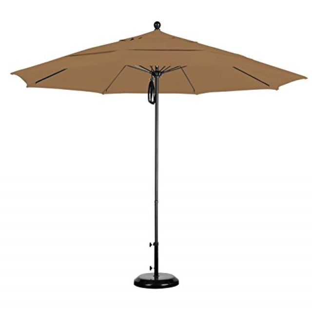 11' Fiberglass Market Umbrella PO DVent Silver Anodized/Pacifica/Mocha