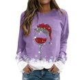 thumbnail image 1 of Gibobby Sudaderas para mujer navidad Sudadera con estampado navideño para mujer, sombrero de cristal, sudadera de manga larga, blusa informal, de temperamento(Morado,G), 1 of 5
