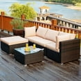 thumbnail image 2 of Patiojoy 5-Piece Outdoor Patio Sectional Rattan Sofa Set with Soft Back and Seat Cushion Brown, 2 of 6