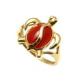 thumbnail image 3 of Genuine natural red coral ring Hawaiian honu turtle solid 14k yellow gold size 5 to 12, 3 of 5