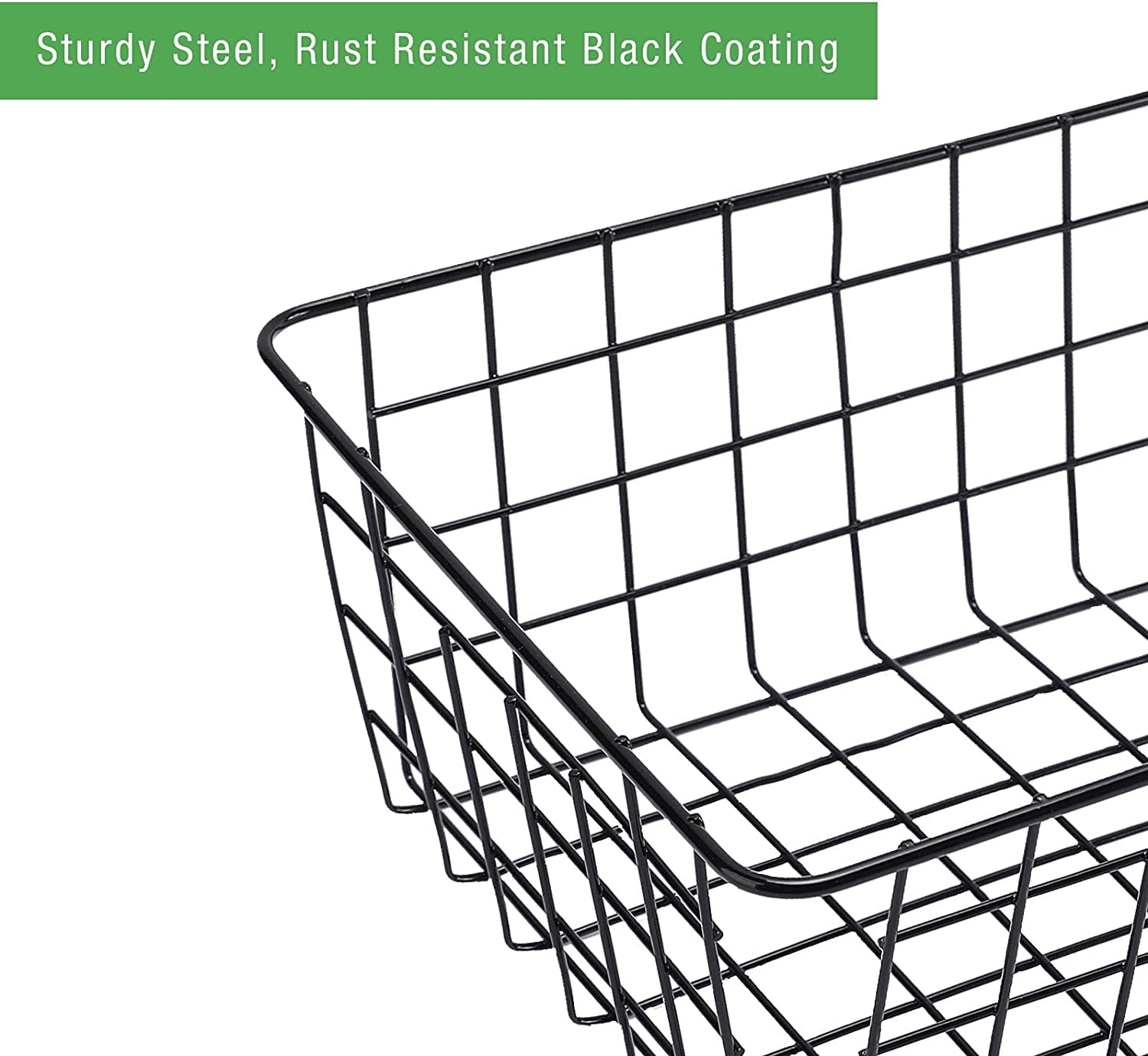 Wire Storage Baskets,  1 Pcs Wire Baskets for Storage Pantry, Black Wire Basket,Wire Baskets For Organizing, Countertop, Closet, Bedroom, Bathroom, Make Life Tidier Metal Basket,Large