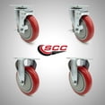 thumbnail image 2 of 5 Inch SS Red Polyurethane Top Plate Caster Set with 2 Brake 2 Rigid SCC, 2 of 2