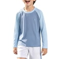thumbnail image 6 of OOOUM Boys Raglan Long Sleeve Athletic Shirts Quick Dry Breathable Summer Tops Lightweight Stretch Training Running Rash Guard Sky Blue 3-4 Years, 6 of 9
