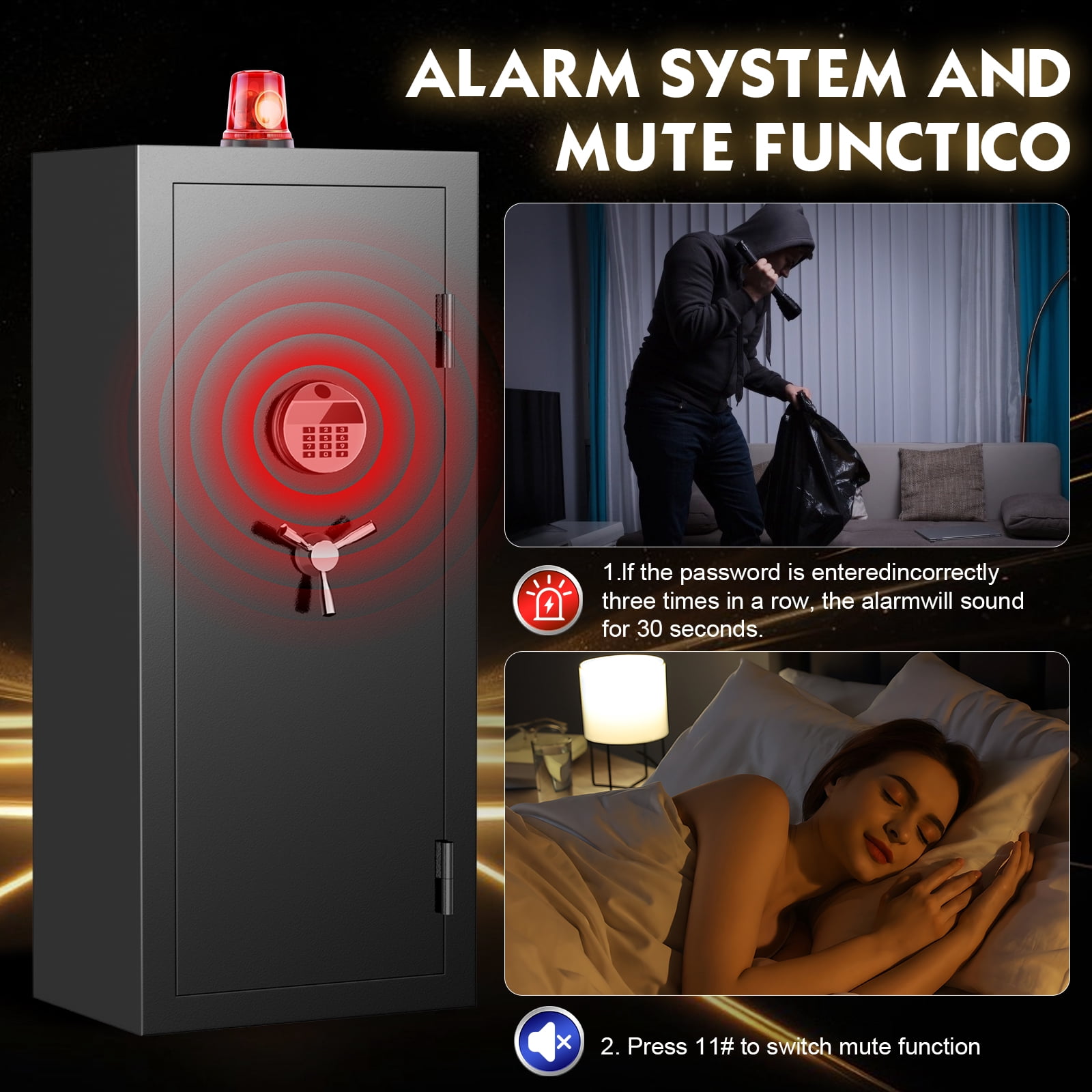 Extra Large Gun Safe for Pistol,Storage Guns (with/Without Scopes), Home Gun Cabinet with Adjustable Pegboard, Gun Safe for Home,Office, Hunting,Shooting