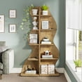 thumbnail image 6 of Corner Shelf, Modern Wall Corner Bookshelf, Stylish Corner Small Bookcase Storage Rack Plant Stand with Unique Shape for Living Room, Home Office (, PC), 6 of 8