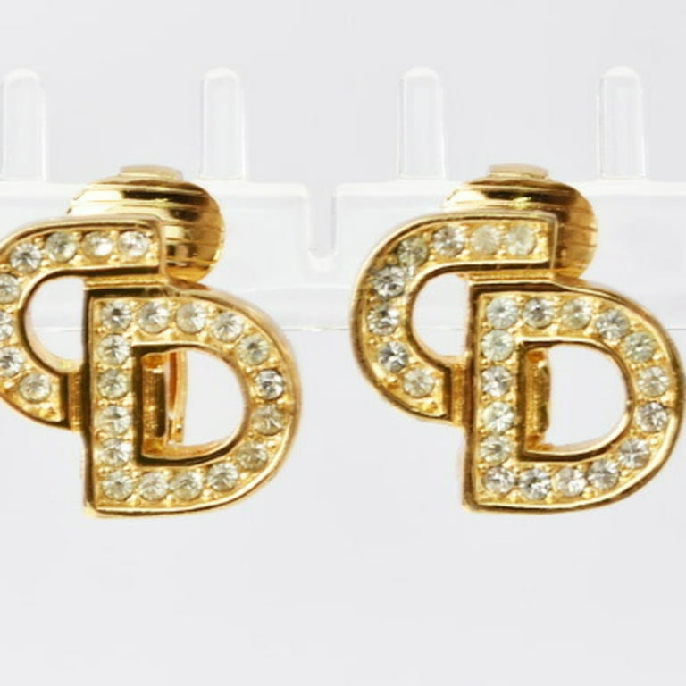 Rhinestone Dangle Pierced Earrings (Authentic Pre-Owned)