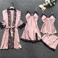 thumbnail image 4 of Pijamas sexys para mujer, conjunto de cuatro piezas, pijamas con tirantes estilo coreano, ropa de casa para mujer con camisón con almohadilla para el pecho, 4 of 5