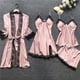 thumbnail image 1 of Pijamas sexys para mujer, conjunto de cuatro piezas, pijamas con tirantes estilo coreano, ropa de casa para mujer con camisón con almohadilla para el pecho, 1 of 5