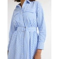 thumbnail image 2 of Free Assembly Women's and Women's Plus Belted Midi Shirtdress with Long Sleeves, Sizes XS-4X, 2 of 4