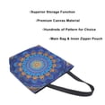 thumbnail image 3 of Open Top Canvas Tote Bag with Zipper Reusable Shopping Bag 13.5x15" Roomy Carryall Blue Kaleidoscopic Pattern, 3 of 9