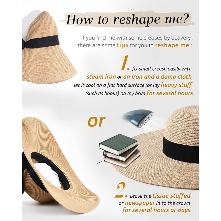 CAILDANL Womens Sun Straw Hat Wide Brim UPF 50 Summer Hat  display picture 3