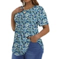 thumbnail image 3 of Fantaslook Blouses for Women Pleated Short Sleeve Tunic Tops Dressy Casual Summer Shirts, 3 of 9