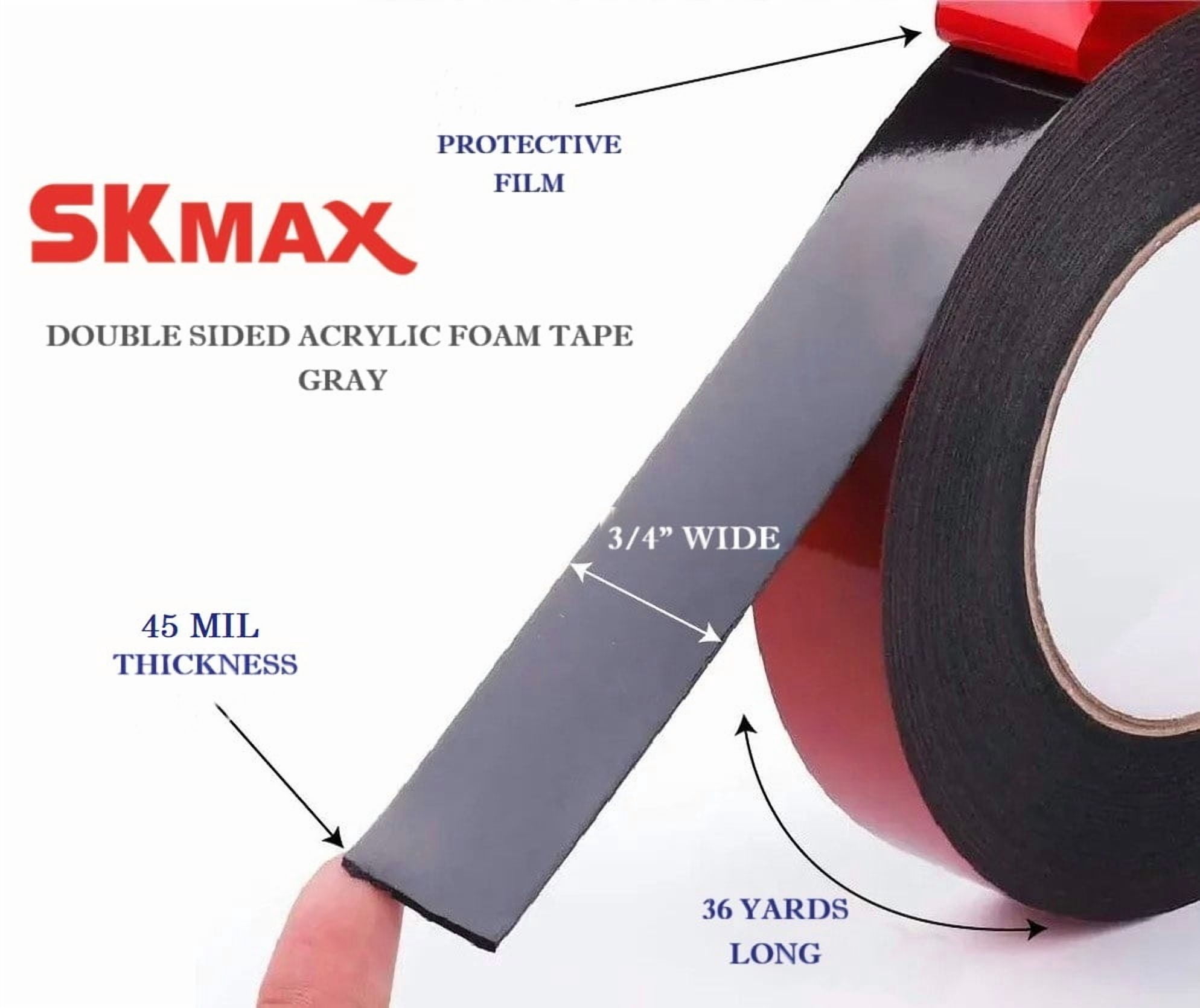 SKmax SUPER-X tape 3/4"X108' double sided acrylic foam Tape automotive mounting