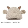 thumbnail image 3 of Unisex Cute Horns Bear Ears Beanie Winter Crochet Hat Animal Lover Gift Hoodie Trendy Red, 3 of 4