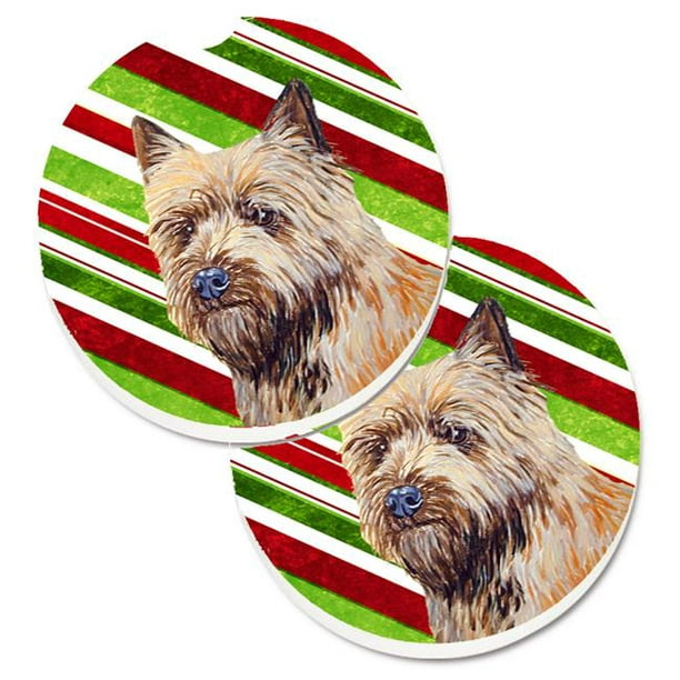 Cairn Terrier Canne à Sucre Vacances Noël Ensemble de 2 Porte-Gobelet Voiture Coaster