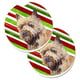 Cairn Terrier Canne à Sucre Vacances Noël Ensemble de 2 Porte-Gobelet Voiture Coaster – image 1 sur 1