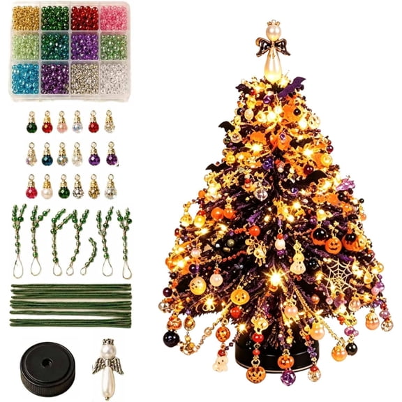 DIY Beaded Halloween Tree Kit, DIY Crystal Bead Halloween Tree Making Kit, Handmade Holiday Craft Set, Christmas Craft Gift for Craft Lovers