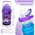 thumbnail image 3 of 64 oz Water Bottle with Straw Sleeve & Strap Motivational BPA Free Half Gallon Water Jug with Handle for Gym Women Men Aesthetic Water Bottle with Strap Coconut Tree, 3 of 6