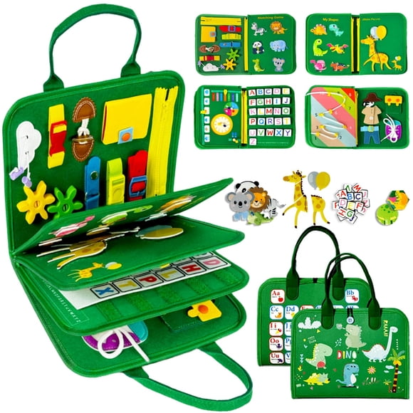 Busy Board Book Qizfun Dinosaur Montessori, juguete de 1 a 4 años