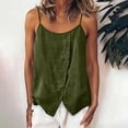 thumbnail image 2 of VBVC Women's Cotton Linen Side Button Tank Top , Ladies' Spaghetti Strap Asymmetrical Blouse , Summer Vacation Casual Cami For Women ,Army Green,S-2XL, 2 of 9