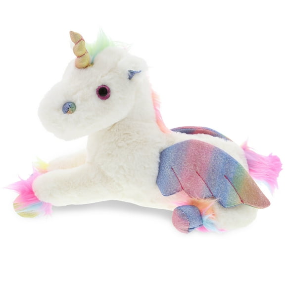 DolliBu Plush Royal Flying Unicorn Stuffed Animal - Soft Fur Huggable Plush, Adorable Playtime Plush, Cute Fantasy Animal Cuddle Gifts, Super Soft Plush Animal Toy for Kids & Adults - 12.5" Inches