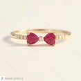 thumbnail image 2 of 6mm Ruby Heart Toi et Moi Ring – Double Heart Gemstone Ring – Minimalist Promise Ring – July Birthstone Gift for Her, 2 of 4