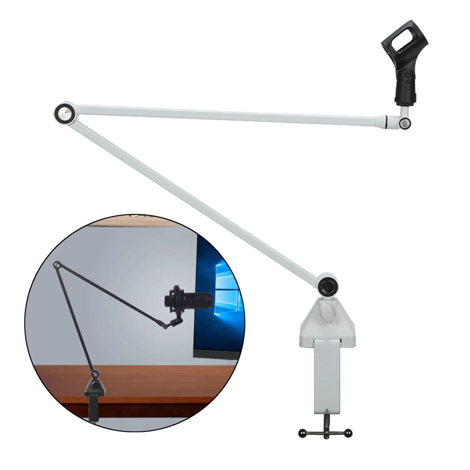 Wzmzjy Microphone Boom Arm Mic Stand Desk Mounted Professional Clip on Cable Management White
