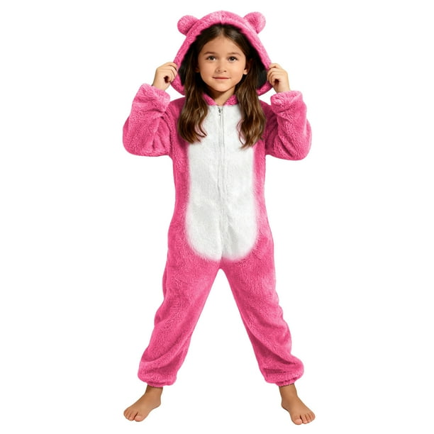 Mono de manga larga con capucha para niñas, pijama informal de invierno cálido, ropa de dormir para mujer, pantalones de terciopelo ártico de doble cara