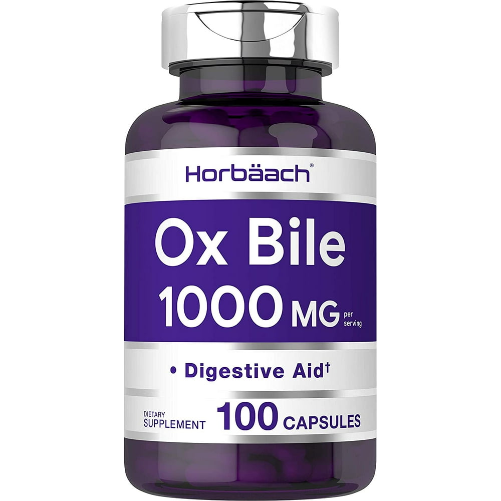 Ox Bile 1000mg | 100 Capsules | Non-GMO & Gluten Free | Digestive ...