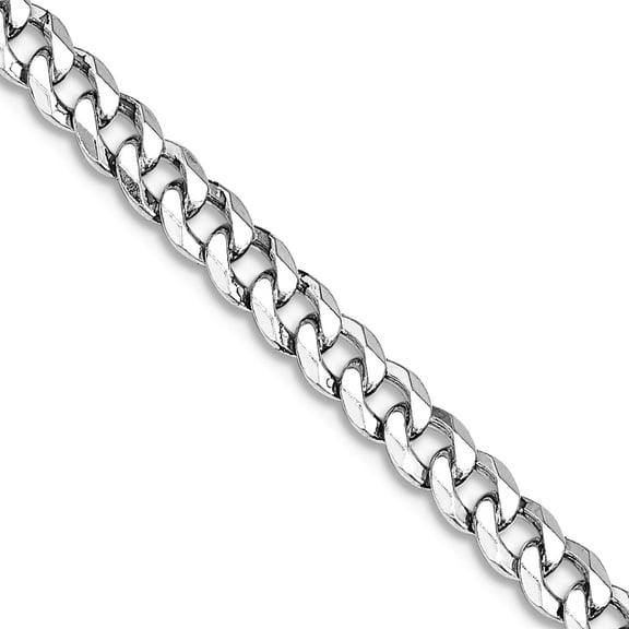 925 Sterling Silver Rhodium Plated 4mm Beveled Curb Chain Necklace 22 Inch Chain Necklace for Women and Men