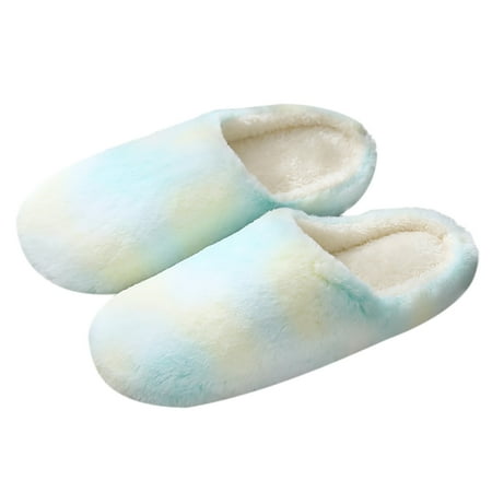 

NECHOLOGY Clog Slippers for Women Round House Flats Shoes Multicolor Plus Velvet Toe For Fuzzy Slippers Boots Women Green 9