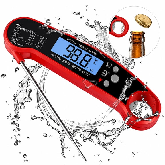 Digital Meat Thermometer for Grilling & Cooking – Waterproof Ultra-Fast Instant Read Food Thermometer with Backlight & Calibration for Kitchen, Deep Fry & BBQ
