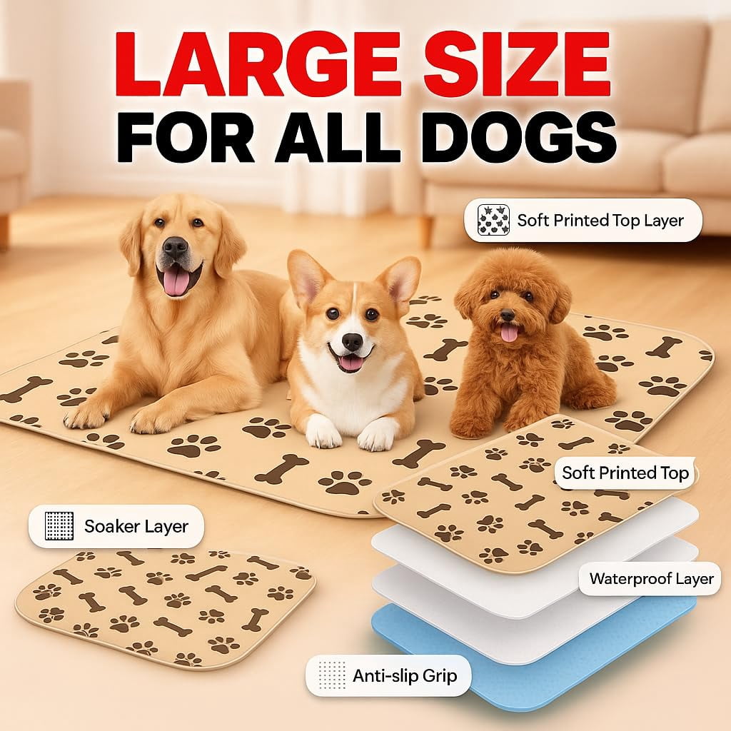 Puppy Pads with Pheromones, Super Absorbent Reusable Washable Pads Leakproof Design, Fast Dry Training Pad for Dogs Indoor Potty and Crate Use